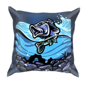3D подушка с синей рыбой в воде