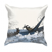 3D подушка з рибалками і китом