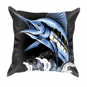 3D подушка с синей рыбой мечом