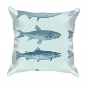3D подушка с синими речными рыбами
