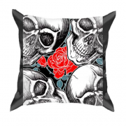 3D подушка з черепами і трояндою