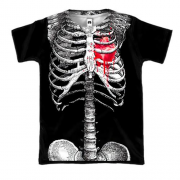 3D футболка Скелет з серцем