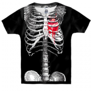 Детская 3D футболка Скелет с сердцем
