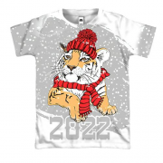 3D футболка Тигр а шарфе 2022