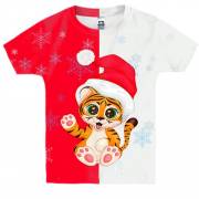 Дитяча 3D футболка Новорічне тигреня
