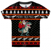 Дитяча 3D футболка «Merry Rex-mas»