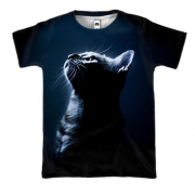3D футболка з котом в світлі
