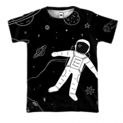 3D футболка з космонавтом в невагомості