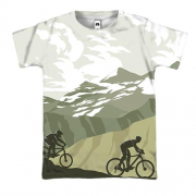 3D футболка з велосипедистами в горах