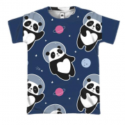 3D футболка с пандами в скафандрах