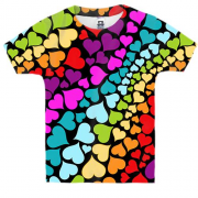 Детская 3D футболка Сердца радуга 2