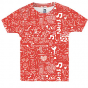Детская 3D футболка Love and hearts pattern 3