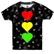 Дитяча 3D футболка Серця світлофор
