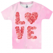 Детская 3D футболка Love розы