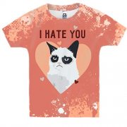 Детская 3D футболка I hate you cat