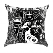 3D подушка Halloween black and white
