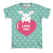 3D футболка I love you кролик