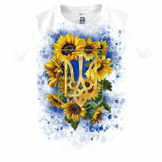 Дитяча 3D футболка Герб України із соняшниками