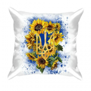 3D подушка Герб Украины с подсолнухами
