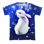 3D футболка Кролик в снежинках