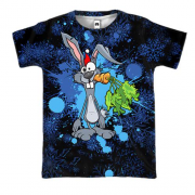 3D футболка Кролик с морковкой в снежинках