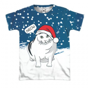 3D футболка Новогодний кот Бендер (мем)