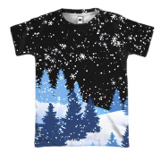 3D футболка Снежная ночь в зимнем лесу