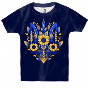 Дитяча 3D футболка Герб України із соняшниками (АРТ) 2