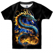 Детская 3D футболка с желто-синим драконом