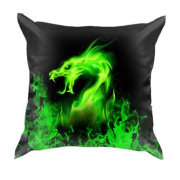 3D подушка Зелений вогняний дракон