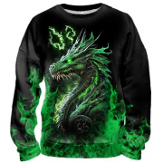 3D свитшот Зеленый огненный дракон (2)