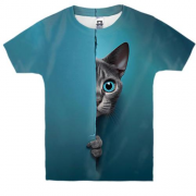 Дитяча 3D футболка з виглядаючим котом
