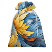 3D Подарочный мешочек с желто-синими перьями (абстракция)