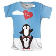 Жіноча 3D футболка з закоханими пінгвінами