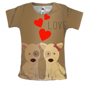 Жіноча 3D футболка з закоханими собаками