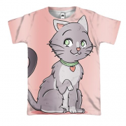 3D футболка з сірим закоханим котом