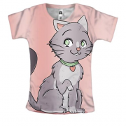 Жіноча 3D футболка з сірим закоханим котом