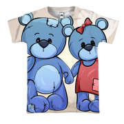 3D футболка з парою синіх ведмедиків