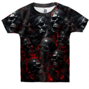 Дитяча 3D футболка з червоно-чорними черепами (2)