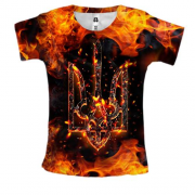Женская 3D футболка с Тризубом в огне