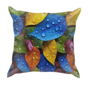 3D подушка с разноцветными мокрыми листьями