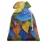 3D Подарочный мешочек с разноцветными мокрыми листьями