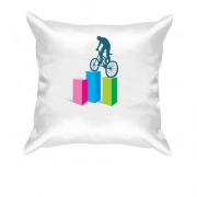 Подушка с велосипедистом на кубиках
