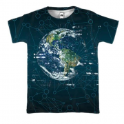 3D футболка с кибер планетой Землей