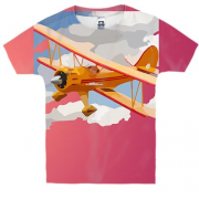 Детская 3D футболка с самолетом в небе