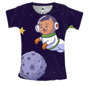 Женская 3D футболка с котом в космосе