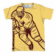 3D футболка з ретро хоккеістом