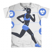 3D футболка зі спортивної дівчиною і графіком