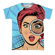 3D футболка з дівчиною і лупою
