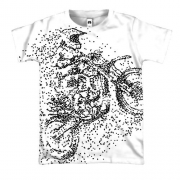 3D футболка с распадающимся мотоциклистом